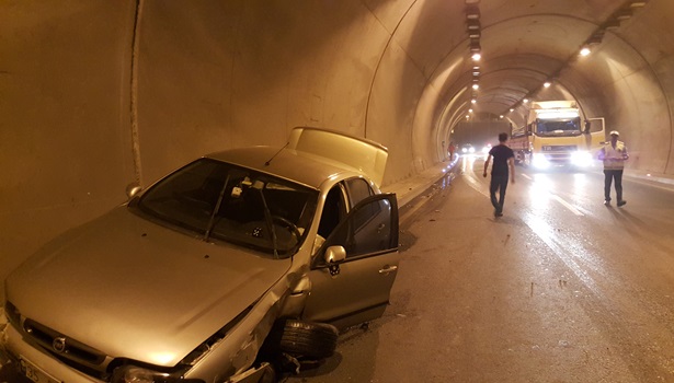 Alaplı tünel içinde kaza