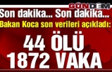 Türkiye'de ölü sayısı 44'e, vaka sayısı 1872'ye yükseldi