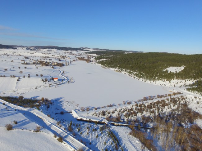 Karabük'te kar manzarası drone ile görüntülendi