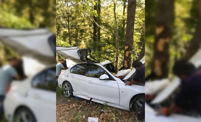 Otomobil ağaca çarptı, 1’i ağır 4 yaralı