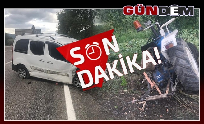 Zonguldak’ta otomobil traktöre çarptı!..