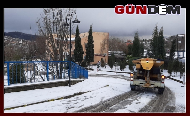 Zonguldak'ta kar tuzlama çalışmaları başladı...