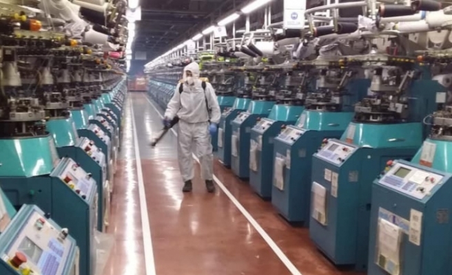 Korona virüsüne karşı fabrika dezenfekte edildi