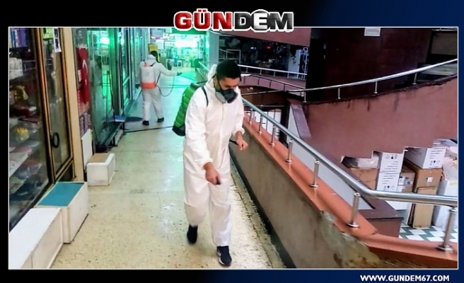 Zonguldak'taki işhanları dezenfekte edilerek ilaçlanıyor...