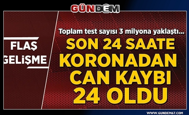 Türkiye'de son 24 saatte koronavirüsten 24 can kaybı