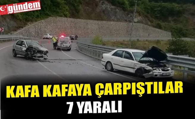 İKİ OTOMOBİL KAFA KAFAYA ÇARPIŞTI: 7 YARALI