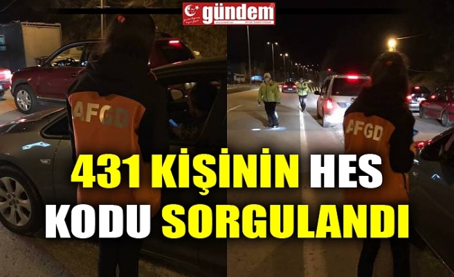 431 KİŞİNİN HES KODU SORGULANDI