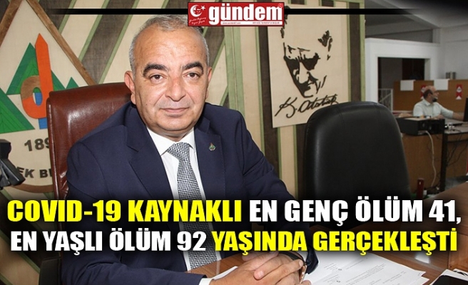 COVID-19 KAYNAKLI EN GENÇ ÖLÜM 41, EN YAŞLI ÖLÜM 92 YAŞINDA GERÇEKLEŞTİ