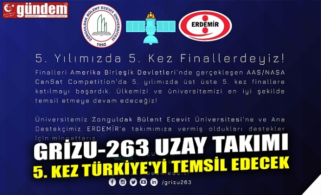 GRİZU-263 UZAY TAKIMI 5. KEZ TÜRKİYE'Yİ TEMSİL EDECEK