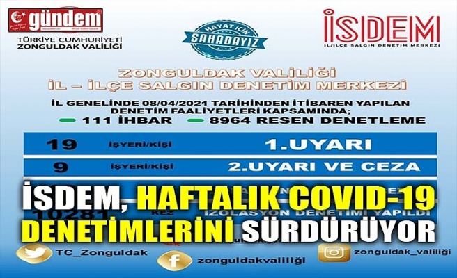 İSDEM, HAFTALIK COVID-19 DENETİMLERİNİ SÜRDÜRÜYOR