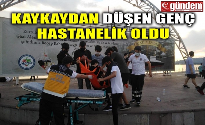 KAYKAYDAN DÜŞEN GENÇ HASTANELİK OLDU