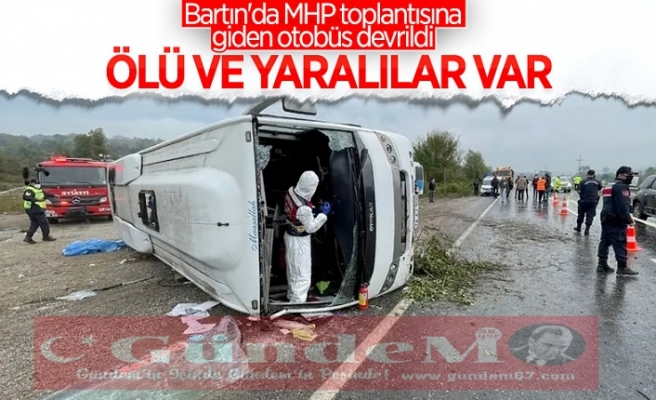 MHP toplantısına giden otobüs kaza yaptı