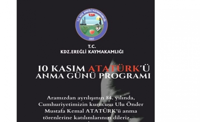Büyük Önder Atatürk'ü Anma Programı Belli Oldu.
