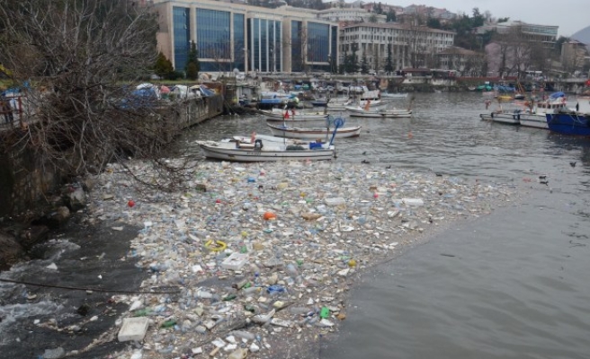 Karadeniz coştu, liman çöple doldu