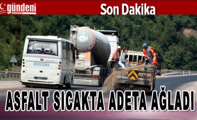 Zonguldak'ta asfalt sıcakta adeta ağladı
