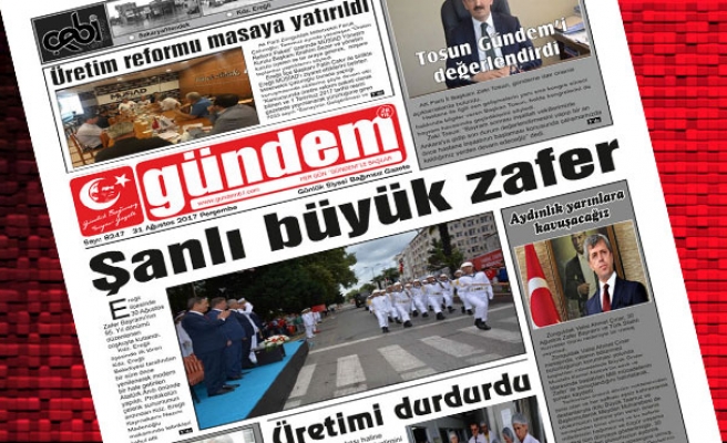 31 Ağustos 2017 Gündem Gazetesi