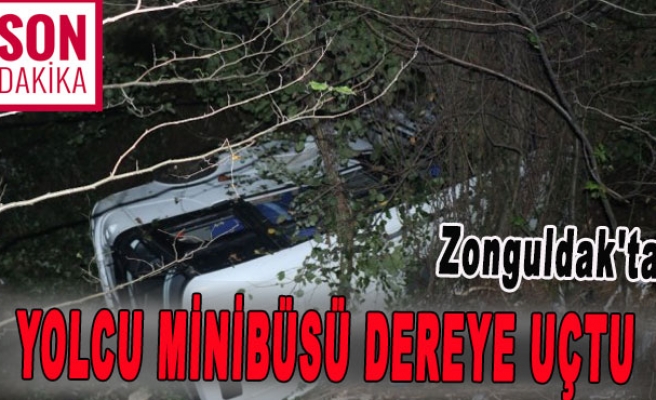 Zonguldak'ta Yolcu minibüsü dereye uçtu