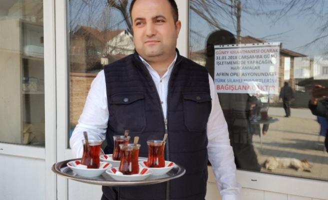 Kahvehanenin 1 günlük çay paralarını Afrin'e bağışladı