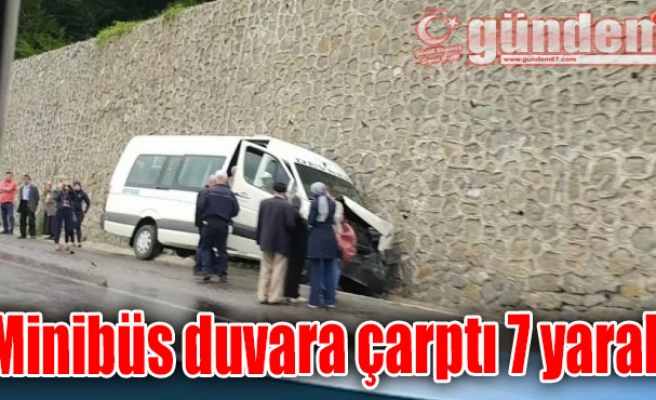 Minibüs duvara çarptı 7 yaralı