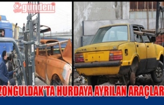 Zonguldak'ta hurdaya ayrılan araçlar