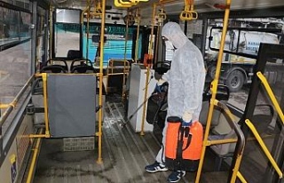 Özel halk otobüsleri korona virüse karşı dezenfekte...