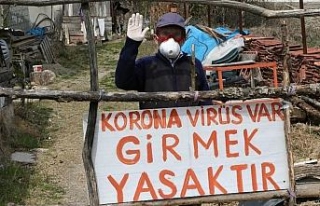Evinin önüne "Korona virüs var girmek yasaktır"...