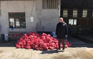 Başkan Ercan kapı kapı gezerek belde halkına patates...