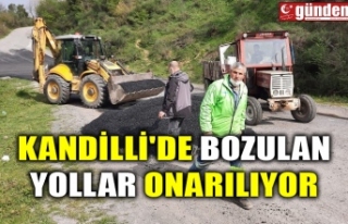 KANDİLLİ'DE BOZULAN YOLLAR ONARILIYOR
