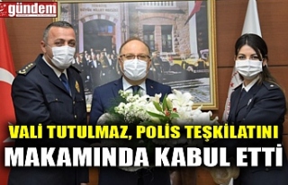 VALİ TUTULMAZ, POLİS TEŞKİLATINI MAKAMINDA KABUL...