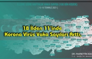18 İlden 11’inde Korona Virüs Vaka Sayıları...