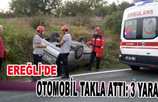 Ereğli'de Otomobil Takla Attı: 3 Yaralı