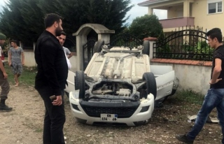 Beyköy beldesinde otomobil takla attı 4 Yaralı