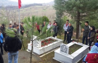 Öğrencilerden şehidin mezarına anlamlı ziyaret