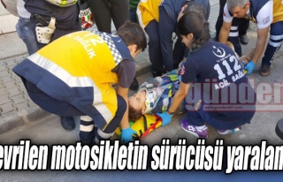 Devrilen motosikletin sürücüsü yaralandı...