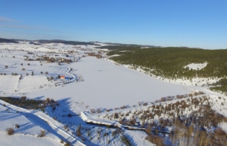 Karabük'te kar manzarası drone ile görüntülendi